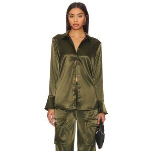 Remi x Resolve Women's Serena Button Up Blouse Size XS Dark Green